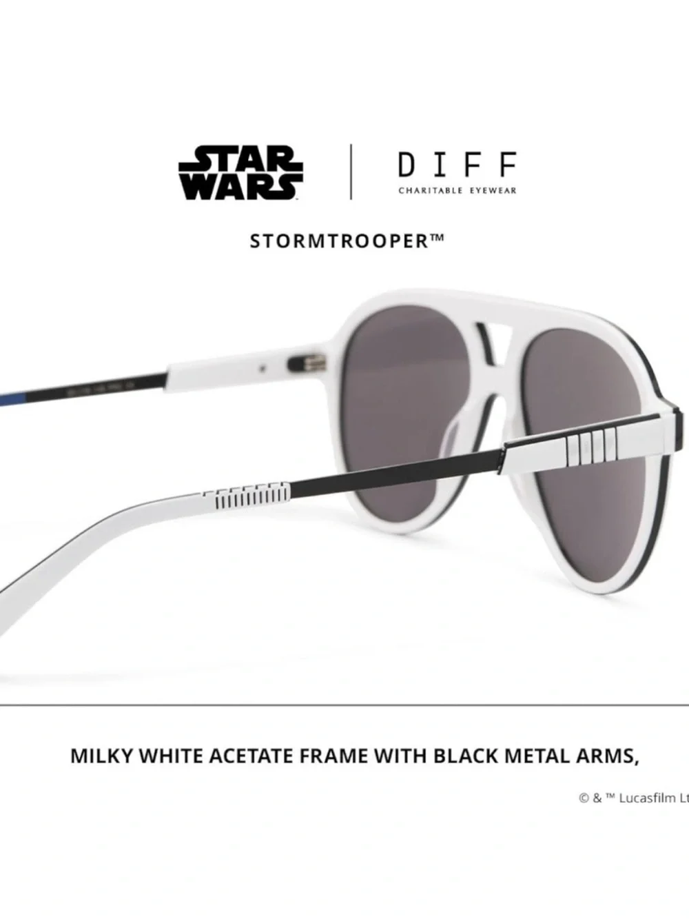 Diff Eyewear White Frame Sunglasses with Black Lenses